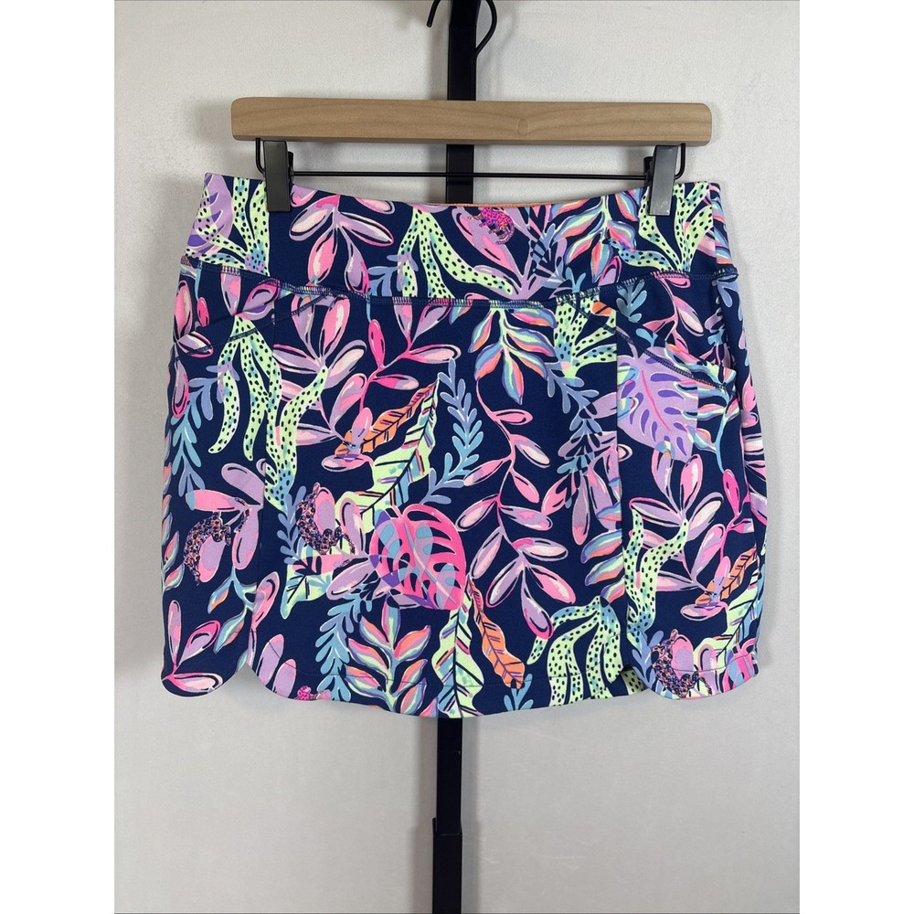 Lilly Pulitzer Luxletic Skort Womens Medium Blue Colorful Tropical Resort Active